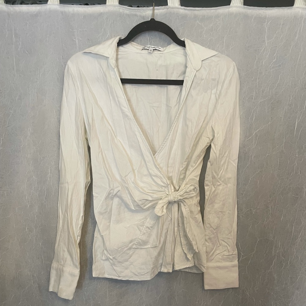 Express White Wrap Top (medium)